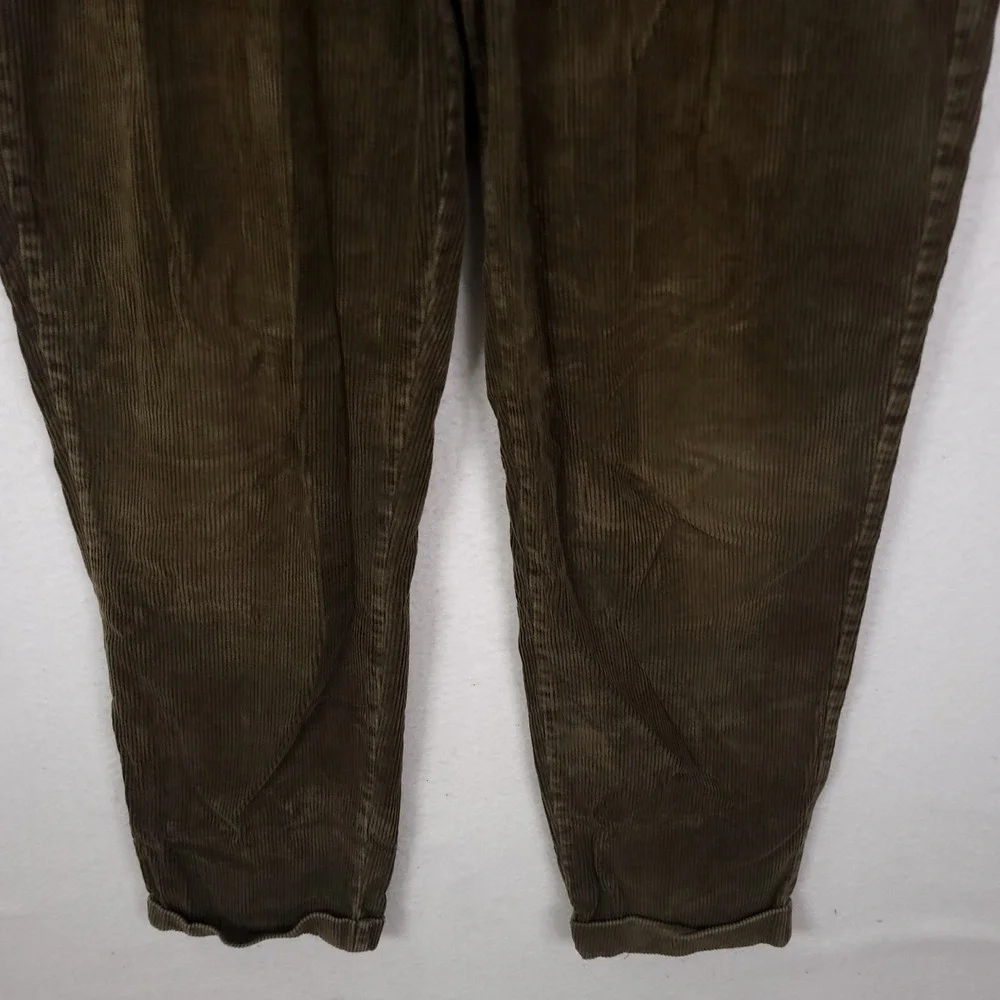 Gap Corduroy Pants Mens Relaxed Fit Pleated Olive 36x34 Fit 34x32 cuffed